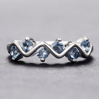 Versatile Copper Inlaid Blue Zircon Ring