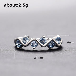 Versatile Copper Inlaid Blue Zircon Ring