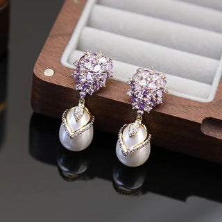 Sterling Silver Needle Zircon Inlaid Earrings