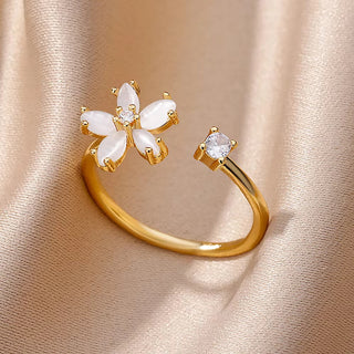 18K Gold Stainless Steel Fashionable Ring - Adjustable Opening