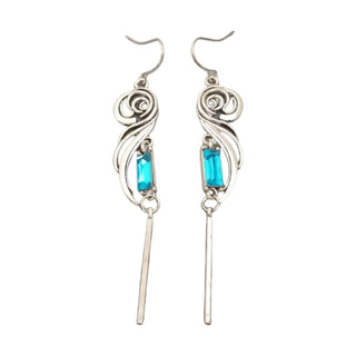 Inlaid Square Zircon Long Tassel Earrings