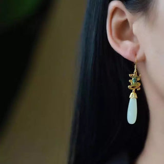 White Jade Water Drop Earrings