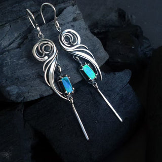 Inlaid Square Zircon Long Tassel Earrings