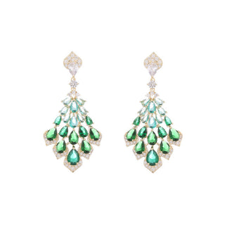 Zircon Inlaid Water Drop Petals Earrings