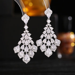 Zircon Inlaid Water Drop Petals Earrings