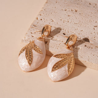 Vintage Dripping Oil Leaves Water Drop Geometry Earrings