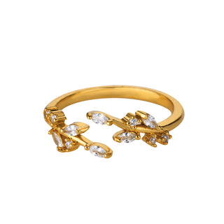 18K Gold Stainless Steel Fashionable Ring - Adjustable Opening