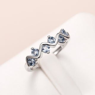 Versatile Copper Inlaid Blue Zircon Ring