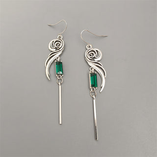 Inlaid Square Zircon Long Tassel Earrings