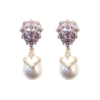 Sterling Silver Needle Zircon Inlaid Earrings