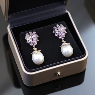 Sterling Silver Needle Zircon Inlaid Earrings
