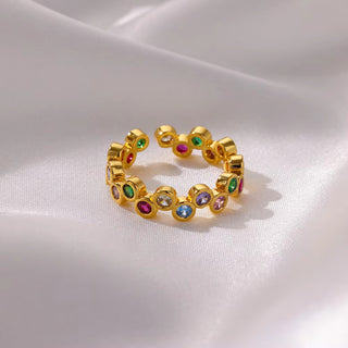 18K Gold Stainless Steel Fashionable Ring - Adjustable Opening