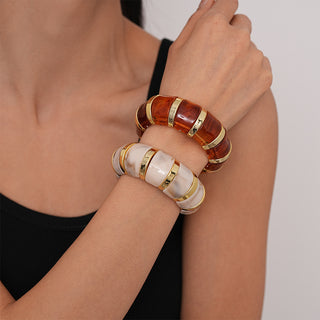 Retro Blooming Acrylic Elastic Bracelet