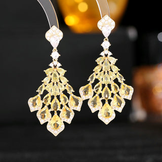 Zircon Inlaid Water Drop Petals Earrings