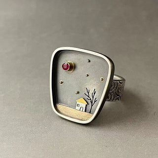 Geometric Graffiti Carved Vintage Ring