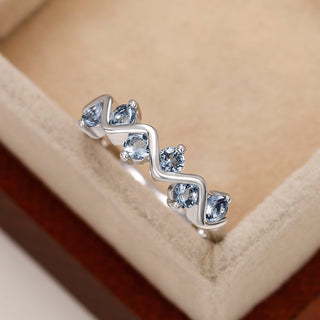 Versatile Copper Inlaid Blue Zircon Ring