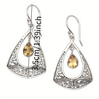 Drop-shaped Hollow Pattern Embedded Amber Earrings