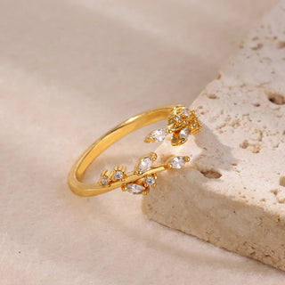 18K Gold Stainless Steel Fashionable Ring - Adjustable Opening