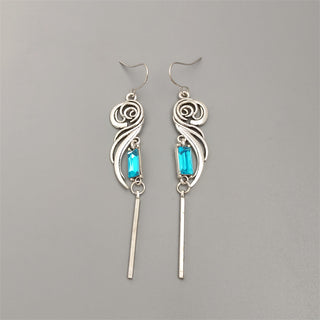 Inlaid Square Zircon Long Tassel Earrings