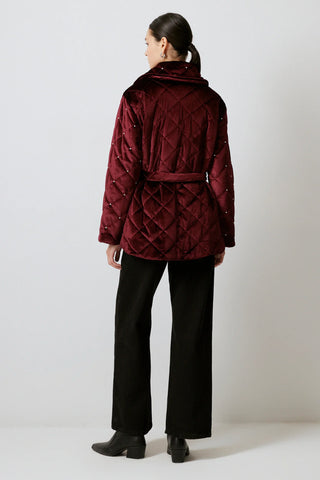 Stone Detailed Quilted Coat