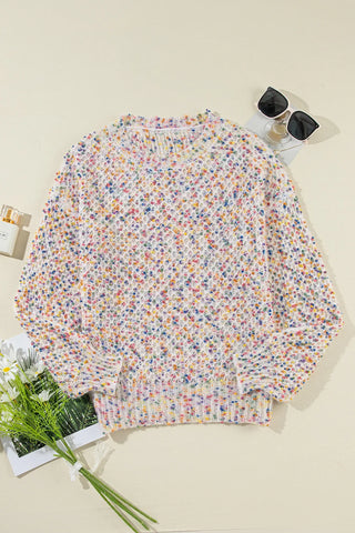 Confetti Round Neck Long Sleeve Sweater