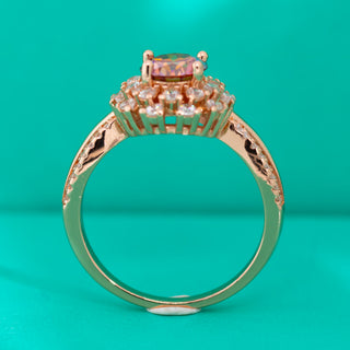 Red Moissanite Flower Ring S925 Sterling Silver