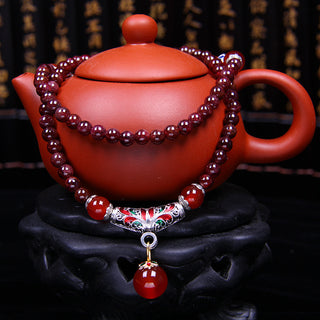 Wine Red Crystal Bracelet With Red Agate Spacer Beads