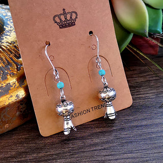 Turquoise Wind Chimes Pumpkin Lamp Earrings