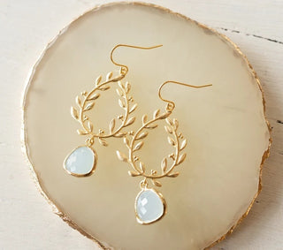 Temperament Emerald Wheat Ear Earrings