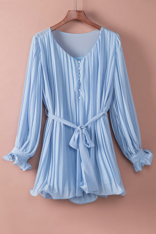 Pleated Ruffled Romper