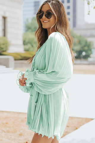 Pleated Ruffled Romper