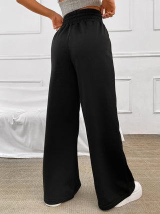 Women Honey Drawstring Elastic Waist Wide Leg Pants