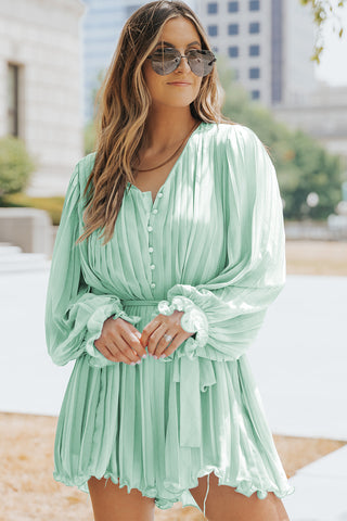 Pleated Ruffled Romper