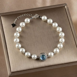 The Aquamarine Silver Pearl Bracelet and Ring