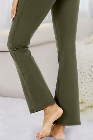 Pocketed High Waist Flare Active Pants