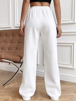 Lined Drawstring Wide Leg Pants