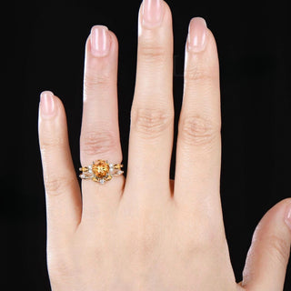 Inlaid Yellow Zircon Women's Couple Ring