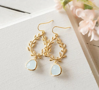 Temperament Emerald Wheat Ear Earrings