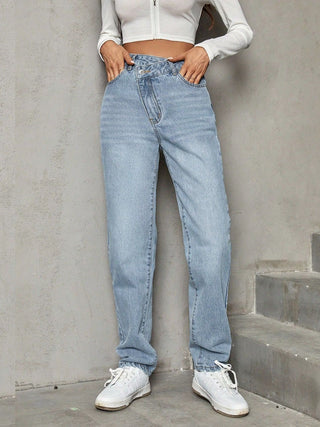 Asymmetric Waist Jeans