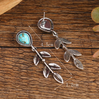 Long Ethnic Style Earrings Drop Leaf Shape