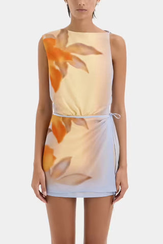 Backless Plant Flowers Sleeveless A- Line Skirt