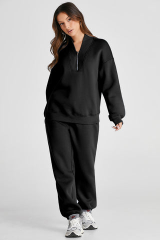 V-Neck Quarter Zip Top and Pants Set