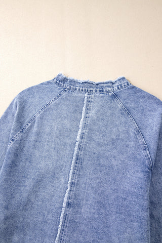 Raw Hem Button Down Denim Dress