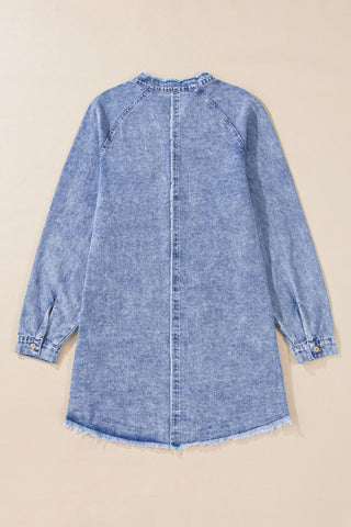 Raw Hem Button Down Denim Dress