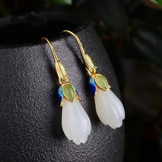 Hetian Jade Magnolia Earrings