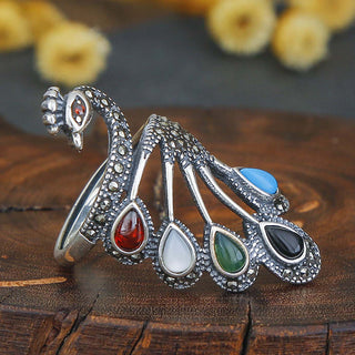 Peacock Retro Exaggerated Open Phoenix Ring