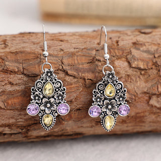 Retro Ethnic Style Carved Water Drop Pear-shaped Earrings