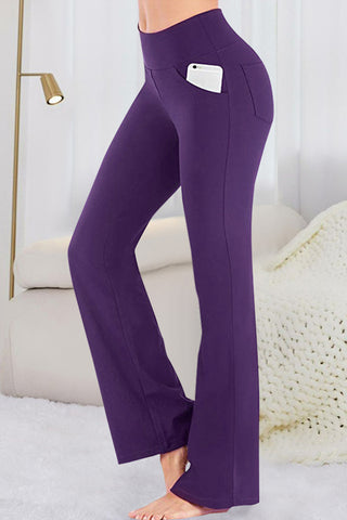 Pocketed High Waist Flare Active Pants